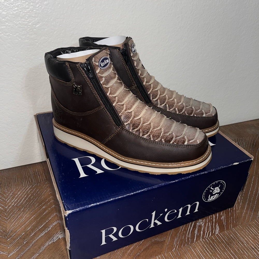 New Rock'em Men's Brown and Tan Boots